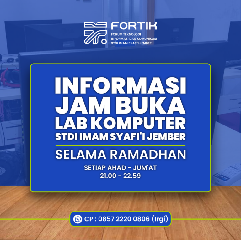 Read more about the article PENGUMUMAN JAM BUKA LABORATORIUM KOMPUTER SELAMA BULAN RAMADAN 1445H